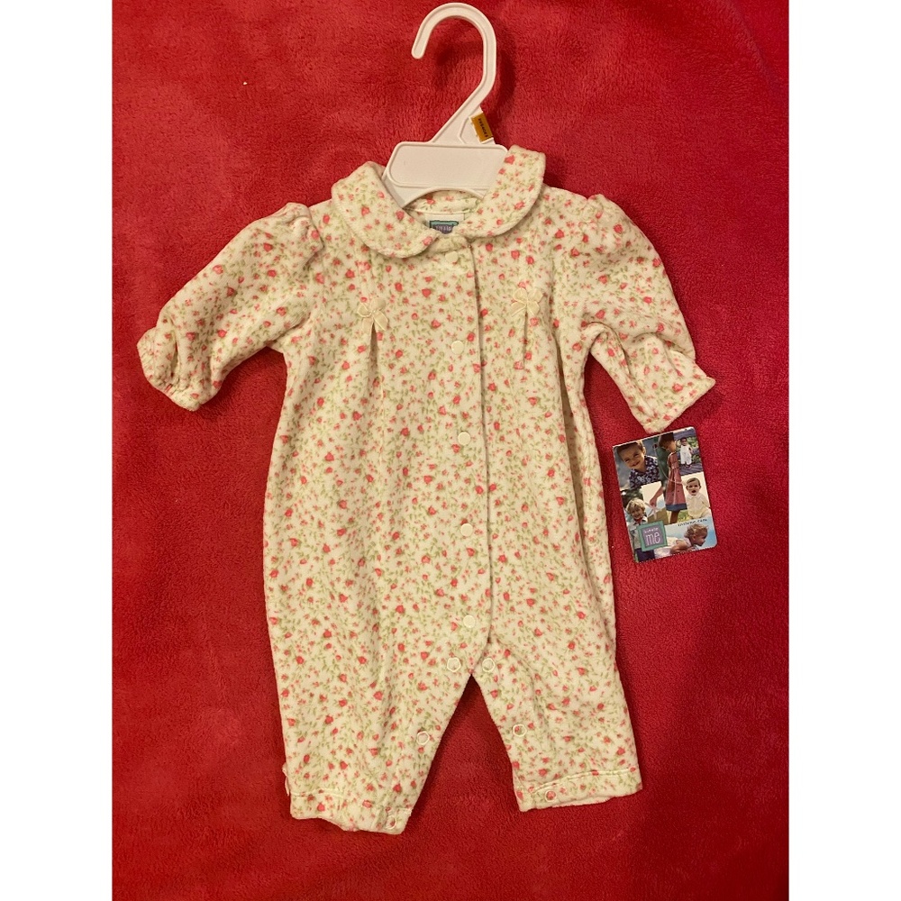 Infant Girl Little Me Velour Floral Romper